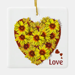 Sonnenblumen-Herz-Ornament Keramikornament