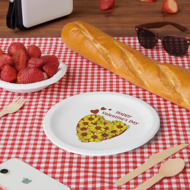 Sonnenblumen-Herz-Papierteller Pappteller (Picknick)