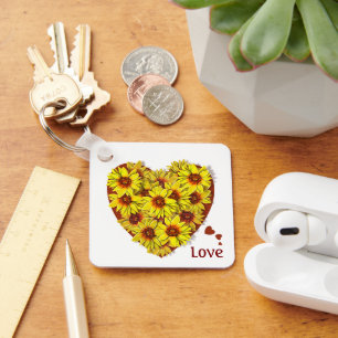 Sonnenblumen-Herz-Schlüsselanhänger Schlüsselanhänger