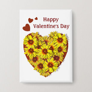 Sonnenblumen-Herz Valentinstag Button