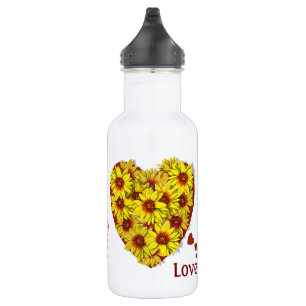 Sonnenblumen-Herz-Wasserflasche Edelstahlflasche