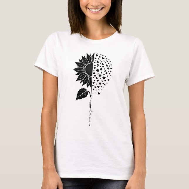 Sonnenblumen Herzpartie - Elegantes Minimalistisch T-Shirt (Vorderseite)