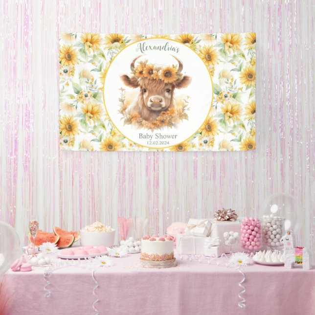 Sonnenblumen Hochland Kuh Baby Duschbanner Banner (Party)
