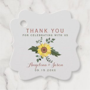 Sonnenblumen-Hochzeit Danke Geschenkanhänger