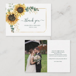Sonnenblumen-Hochzeit-Dankeskarten im floralen Sti Mitteilungskarte