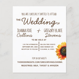 Sonnenblumen Hochzeit Einladung Postkarte Flyer