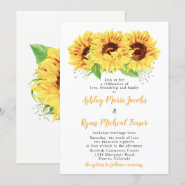 Sonnenblumen Hochzeit Einladung Wasserfarben Blume