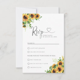 Sonnenblumen-Hochzeit mit Essensauswahl-RSVP RSVP Karte
