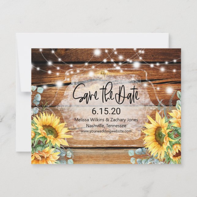 Sonnenblumen-Hochzeit retten Datum Einladung (Vorderseite)