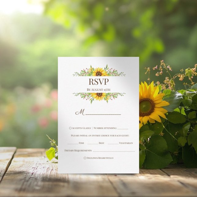 Sonnenblumen Hochzeit romantisch Sommerzeit RSVP Karte (Von Creator hochgeladen)