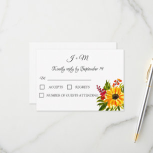 Sonnenblumen-Hochzeit RSVP im Wasserfarbenstil Her Karte