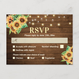 Sonnenblumen Hochzeit RSVP Rustikales Land Einladu Postkarte