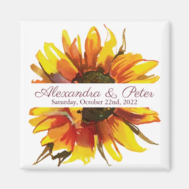 Sonnenblumen Hochzeit Speichern Sie das Date Magne Magnet (Vorne)