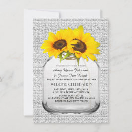 Sonnenblumen Hochzeit von Mason Jar einlädt Sonnen Einladung