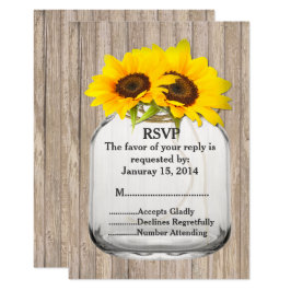 Sonnenblumen-Hochzeit von Mason jar RSVP Sonnenblu Karte