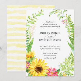 Sonnenblumen Hochzeitseinladung mit Blumenrahmen Einladung