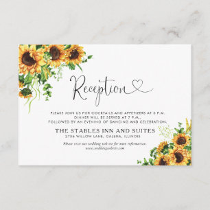 Sonnenblumen-Hochzeitsempfangs-Umschlagkarte Begleitkarte