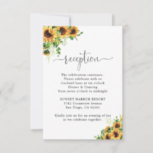 Sonnenblumen-Hochzeitsempfangs-Umschlagkarte RSVP Karte