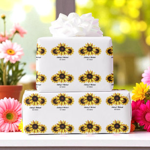 Sonnenblumen-Hochzeitsfloristik Gelb Weiß Geschenkpapier
