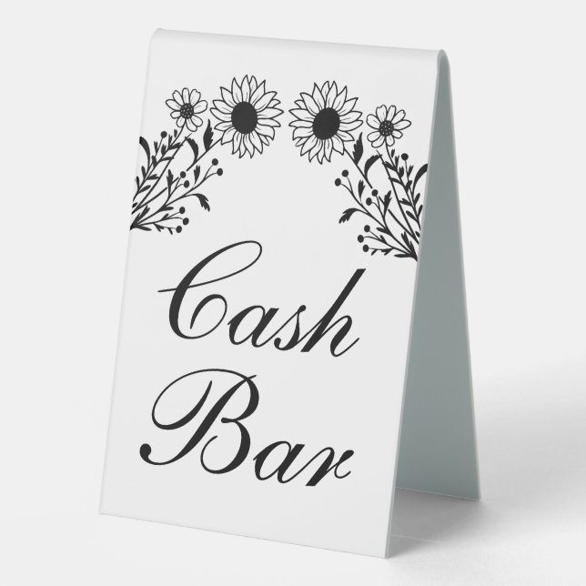 Sonnenblumen Hochzeitsgeld Bar rustikale Wildblume Tischaufsteller (Rückseite)
