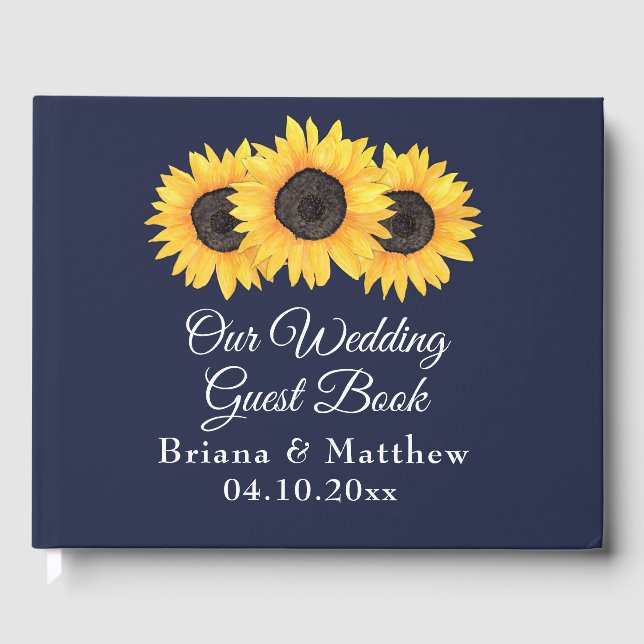 Sonnenblumen Hochzeitshaus auf Blue Country Gästebuch (Vorderseite)