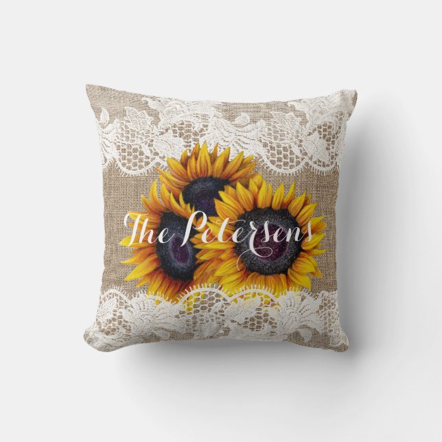 Sonnenblumen Hochzeitspaziergänger Kissen (Vorderseite)