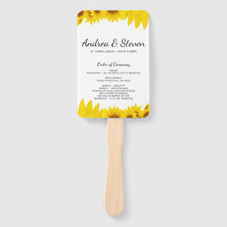 Sonnenblumen Hochzeitsprogramm Fan. Helianthus Men Fächer