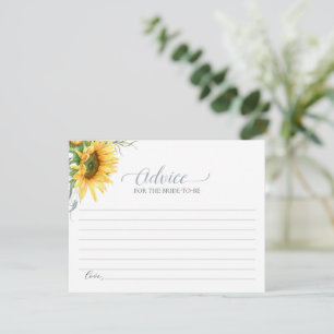 Sonnenblumen-Hochzeitsrat für die zukünftige Braut Begleitkarte
