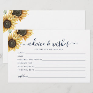 Sonnenblumen-Hochzeitsratgeberkarte im Floral-Desi Briefpapier