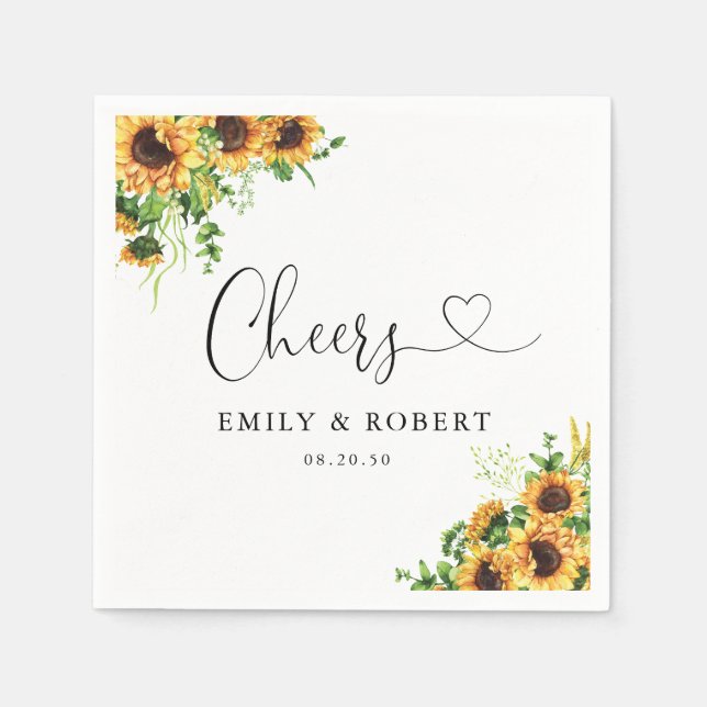 Sonnenblumen-Hochzeitsservietten Serviette (Vorderseite)