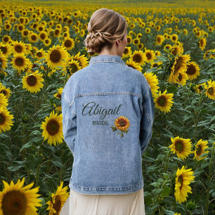 Sonnenblumen Hochzeitswald Grüne Braut Jeansjacke