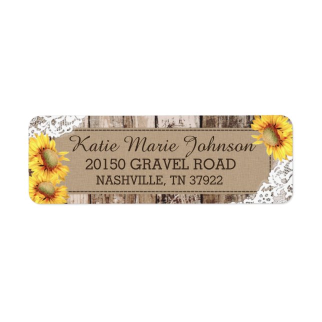 Sonnenblumen Holz Spitzen Rustikale Hochzeitsmarke (Vorne)