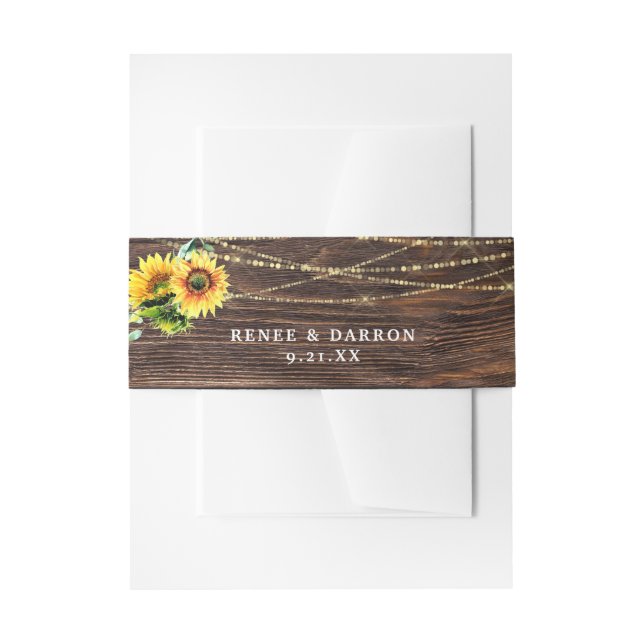 Sonnenblumen, Holz und Streichelblumen Einladungsbanderole (Vorderseite Beispiel)