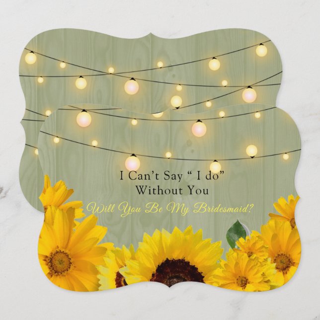 Sonnenblumen Holzleuchten werden Sie meine Brautju Einladung (Vorne/Hinten)