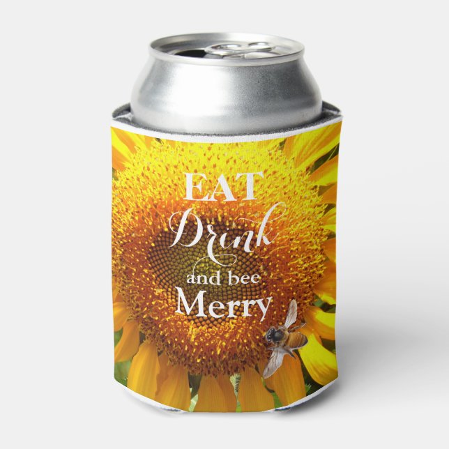 Sonnenblumen Honig Biene essen Drink fröhlich Dosenkühler (Kanne Vorderseite)
