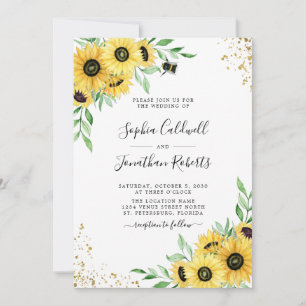 Sonnenblumen Hummel Grünzeug Hochzeit alles in ein Einladung
