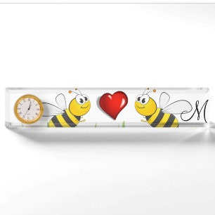 Sonnenblumen-Hummel-Rot-Herz-Schreibtisch Namenssc Namensplakette