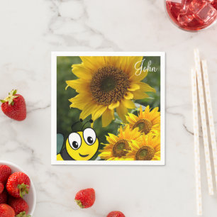 Sonnenblumen-Hummelpapier Napkins Serviette