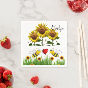 Sonnenblumen-Hummelpapier Napkins Serviette
