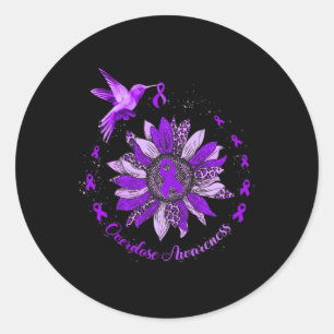 Sonnenblumen Hummingbird Lila Ribbon Überdosierung Runder Aufkleber