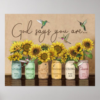 Sonnenblumen & Hummingvögel Gott sagt, Sie sind Po Poster