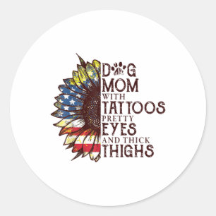 Sonnenblumen Hunde Mama mit Tattoos Hübsche Augen Runder Aufkleber