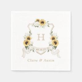 Sonnenblumen Hydrangea-Wappen Hochzeitmonogramm Serviette