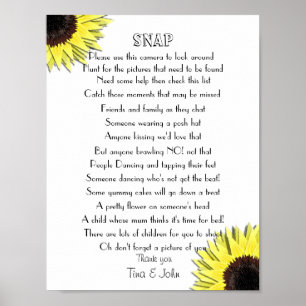 Sonnenblumen Ich-spy-Schnappschuss-Hochzeitsfoto-S Poster