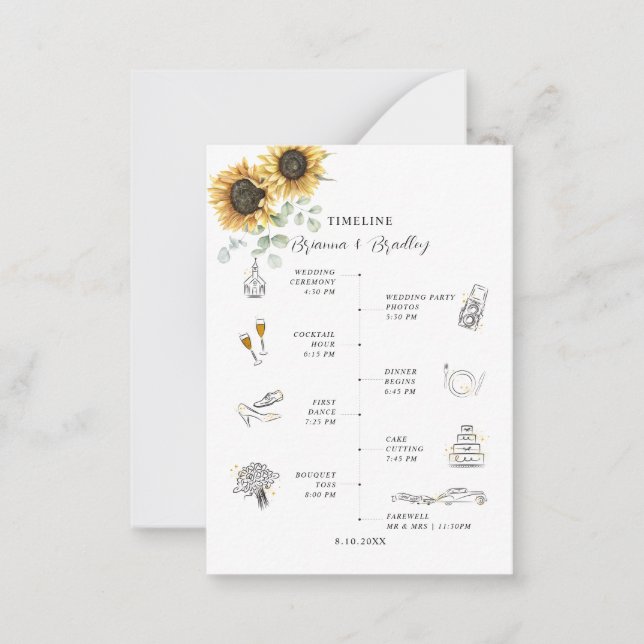 Sonnenblumen-Ikonen Hochzeitstag-Tour Mitteilungskarte (Vorderseite)