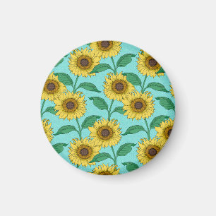 Sonnenblumen Illustration Mode Wiederholung Muster Magnet