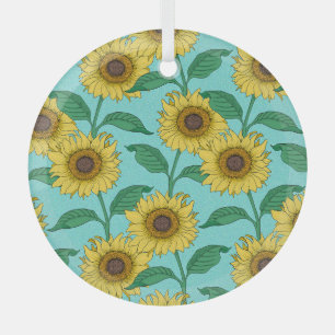 Sonnenblumen Illustration Mode Wiederholung Muster Ornament Aus Glas