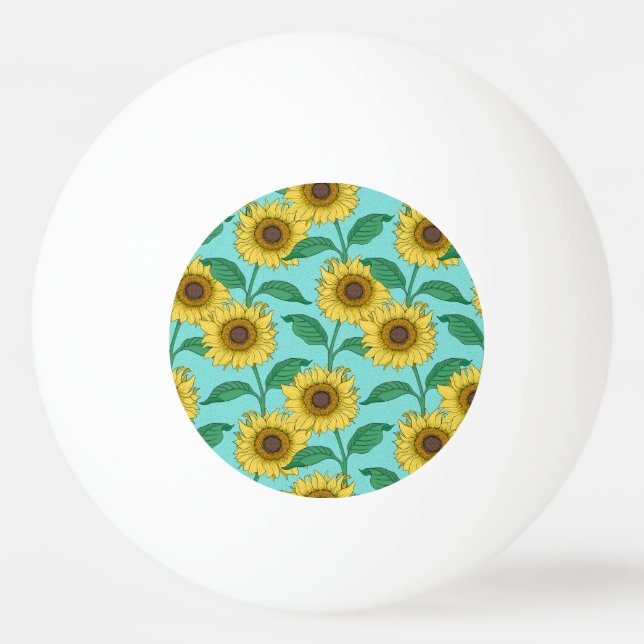 Sonnenblumen Illustration Mode Wiederholung Muster Tischtennisball (Vorderseite)