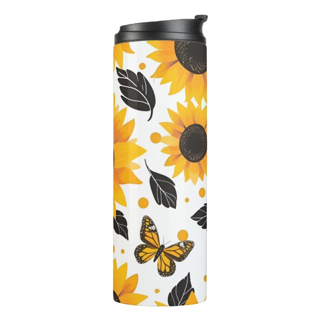 Sonnenblumen-Illustration Thermosbecher (Nach links gedreht)
