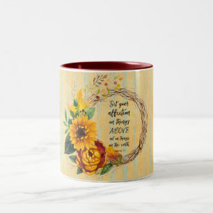 Sonnenblumen im Herbst mit Bibelverse-Zitat Zweifarbige Tasse